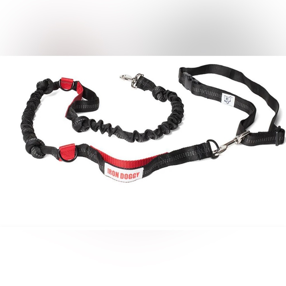 Iron Doggy Black and Red Leash Set Running